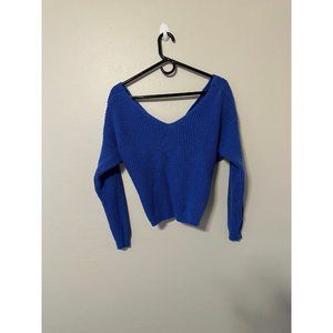 Moon & Madison twist back knit sweater royal blue size small!